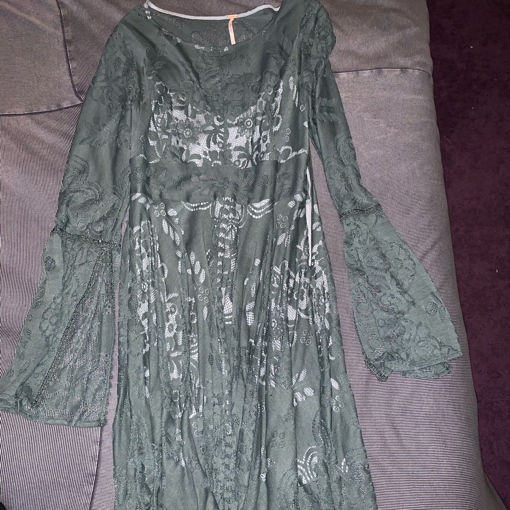 FREE PEOPLE long sleeve dress with slip underneath